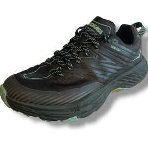 Hoka One One Black and Teal Speedgoat 4 GTX Trail Running Sneakers Waterproof